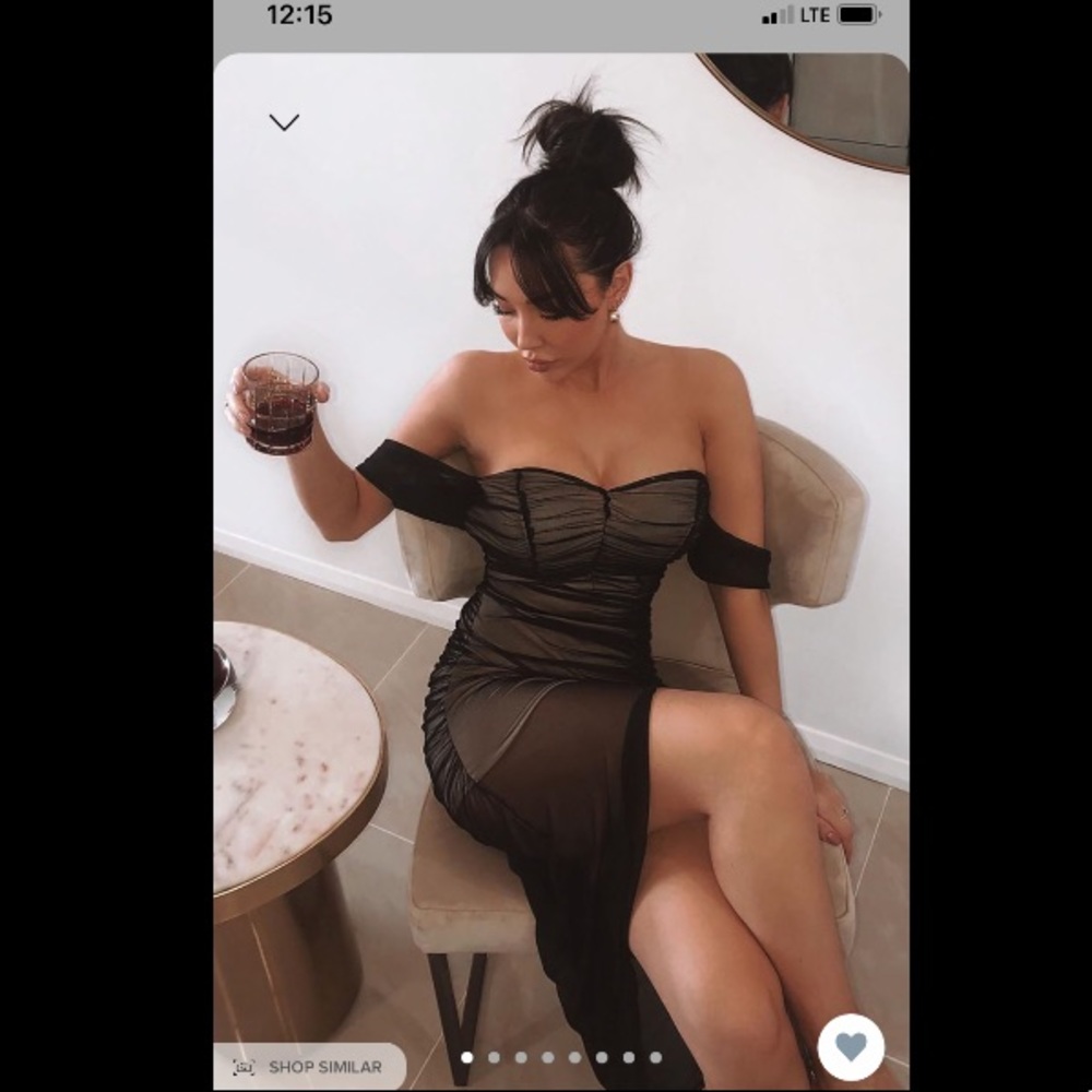 FashionNova black mesh maxi dress